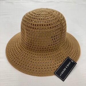 NWT Jane & Berry Women's Straw Sun Hat Bucket Crochet Wide Brim Cottagecore
